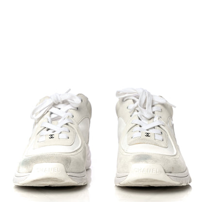 Chanel Suede Calfskin Fabric CC Sneakers 39.5 White 2 of 32