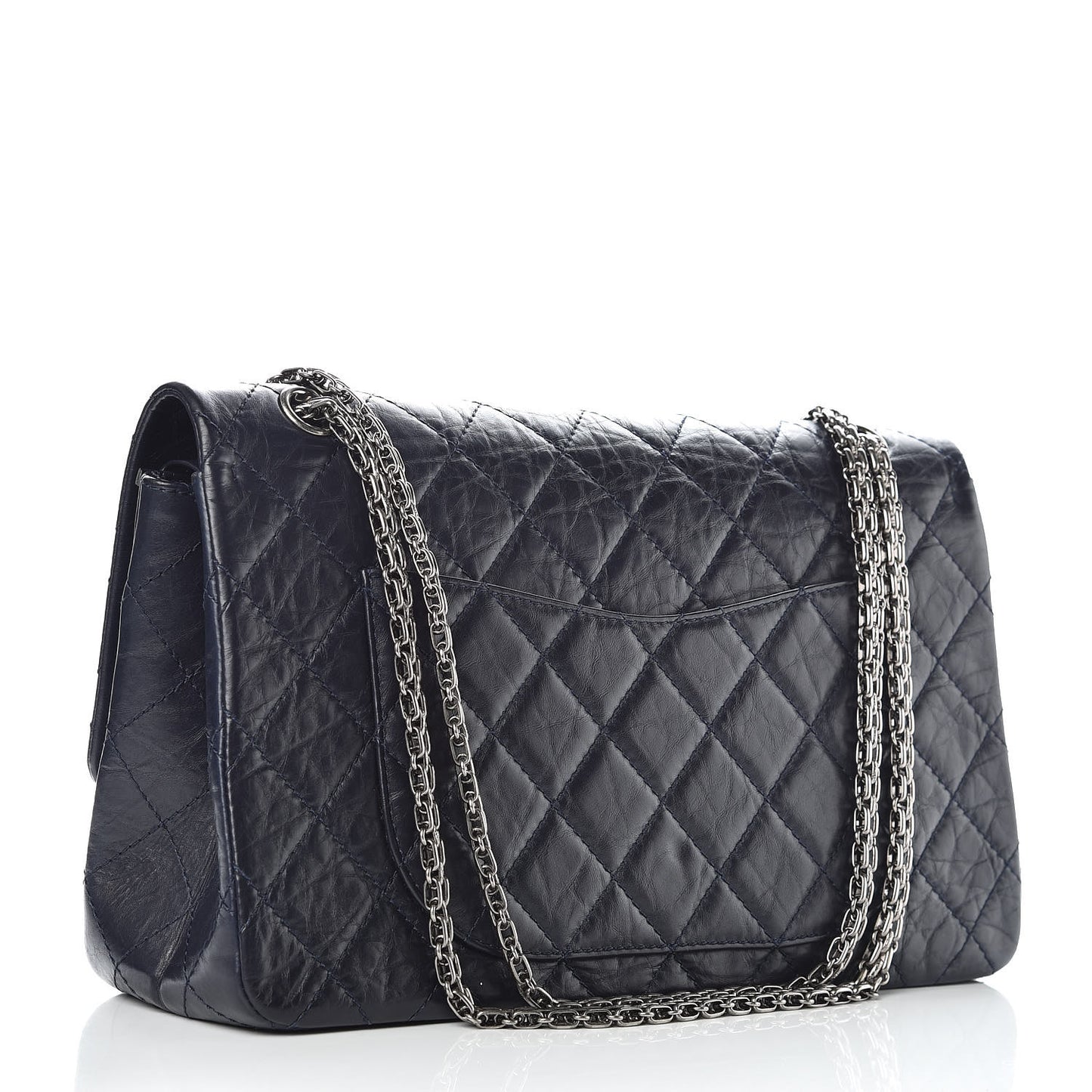 Aged Calfskin Quilted 2.55 Reissue 227 Flap Navy Blue