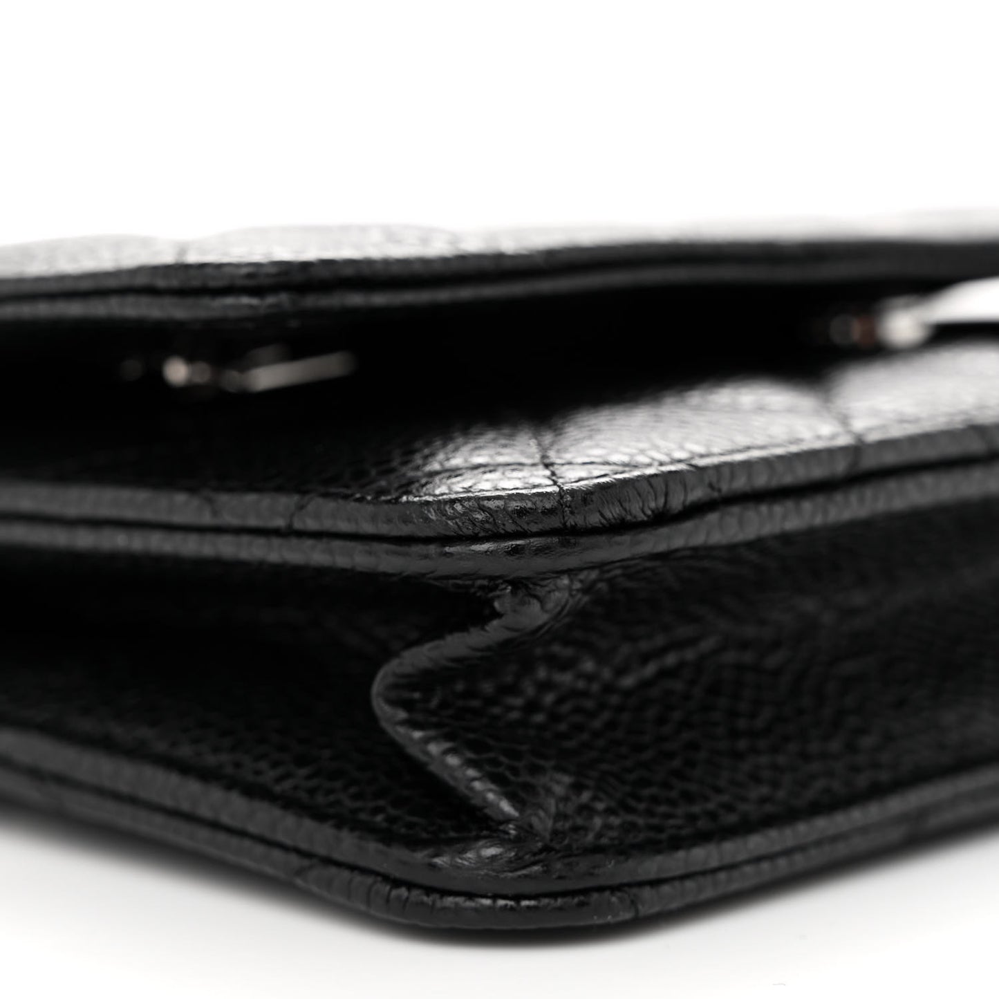 Caviar Quilted Wallet on Chain WOC Black