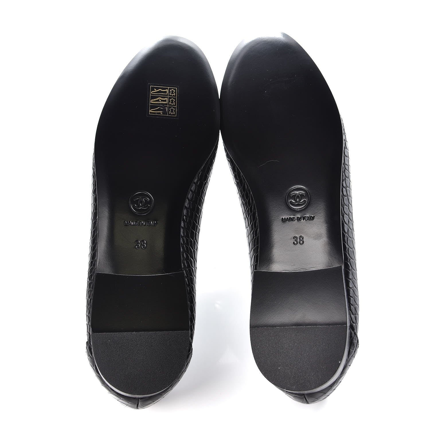 Chanel Crocodile Patent CC Cap Toe Ballerina Flats 38 Black 5 of 8
