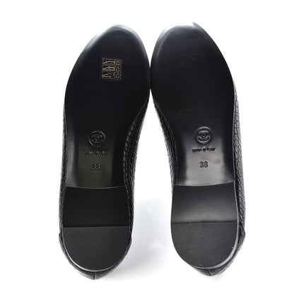 Chanel Crocodile Patent CC Cap Toe Ballerina Flats 38 Black 5 of 8