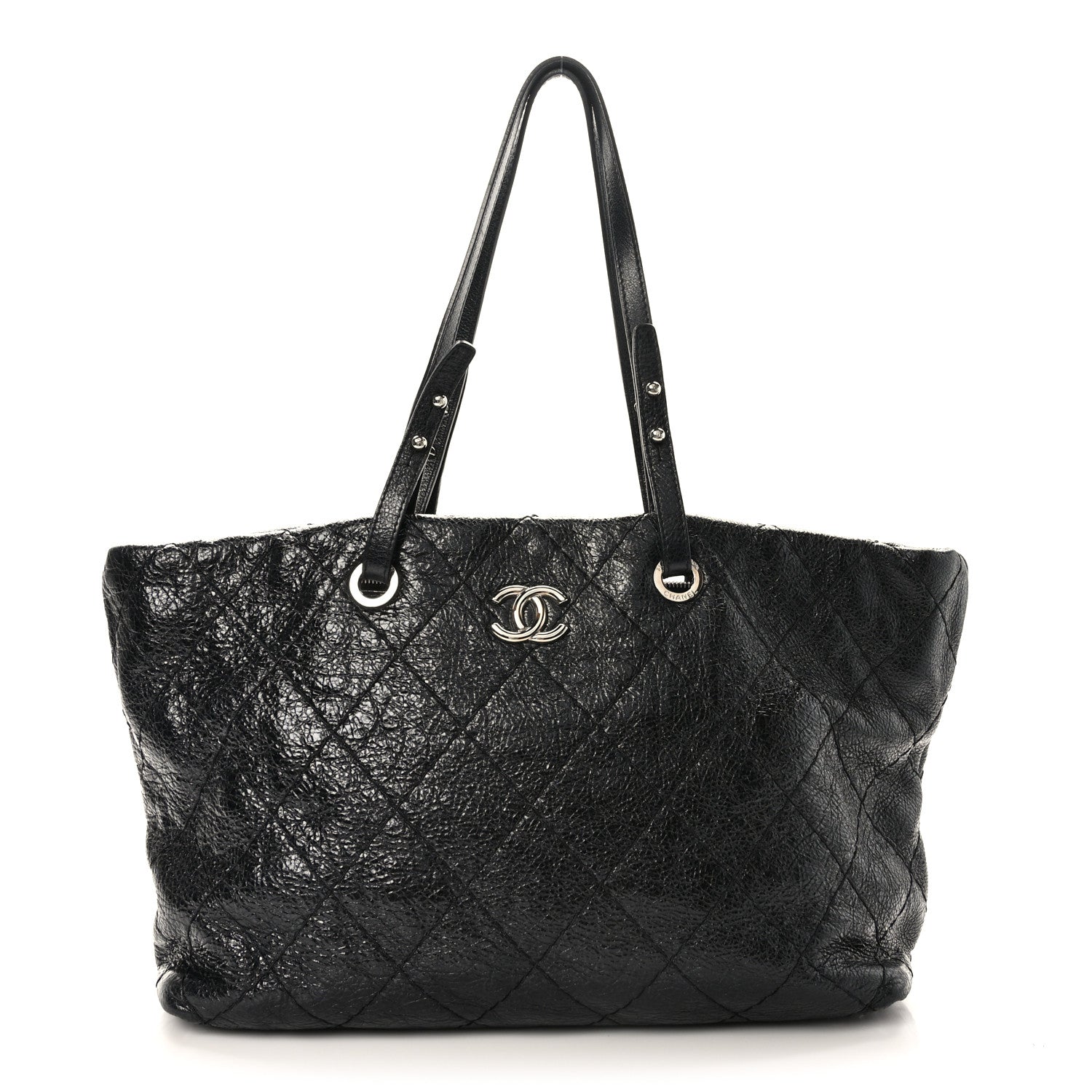 Chanel Glazed Calfskin Large On The Road Tote Black 1 of 11