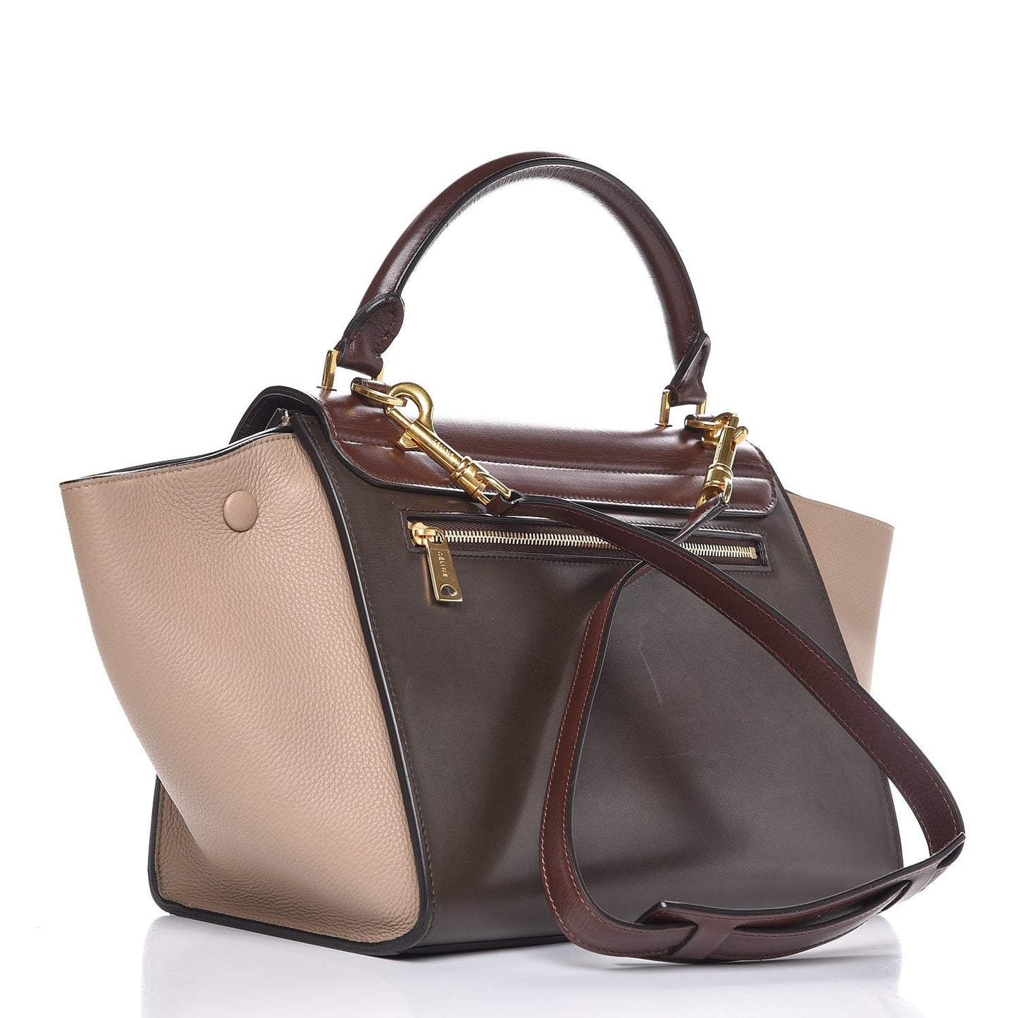 Sleek Calfskin Tri-color Small Trapeze Wine