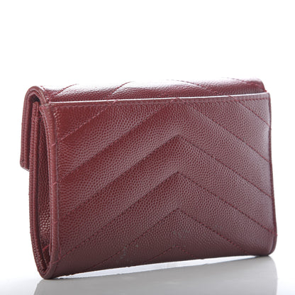 Saint Laurent Grain De Poudre Matelasse Chevron Small Monogram Envelope Wallet Palissandre 3 of 6