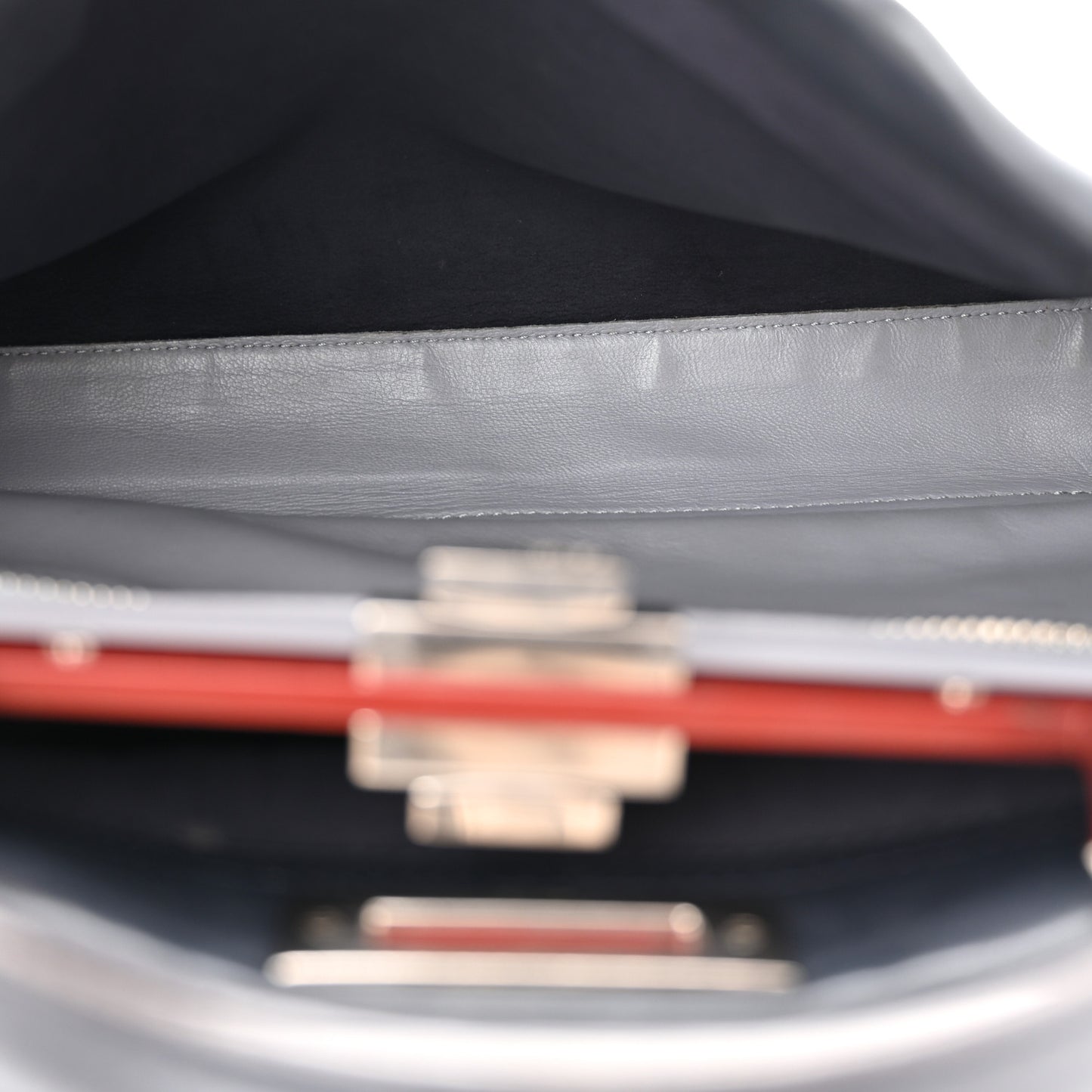 Vitello Seta Shiny Nappa Medium Peekaboo Iconic Satchel Blue Notte Ardesia