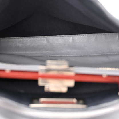 Fendi Vitello Seta Shiny Nappa Medium Peekaboo Iconic Satchel Blue Notte Ardesia 5 of 10
