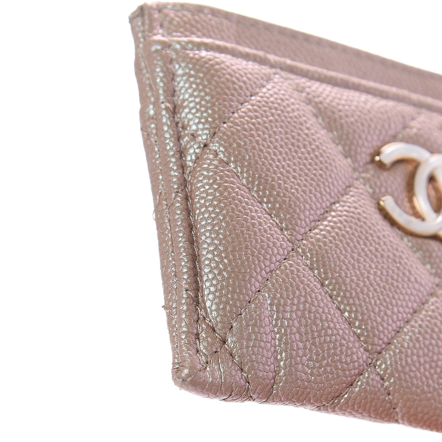 Chanel Iridescent Caviar Quilted Card Holder Beige 12 of 13