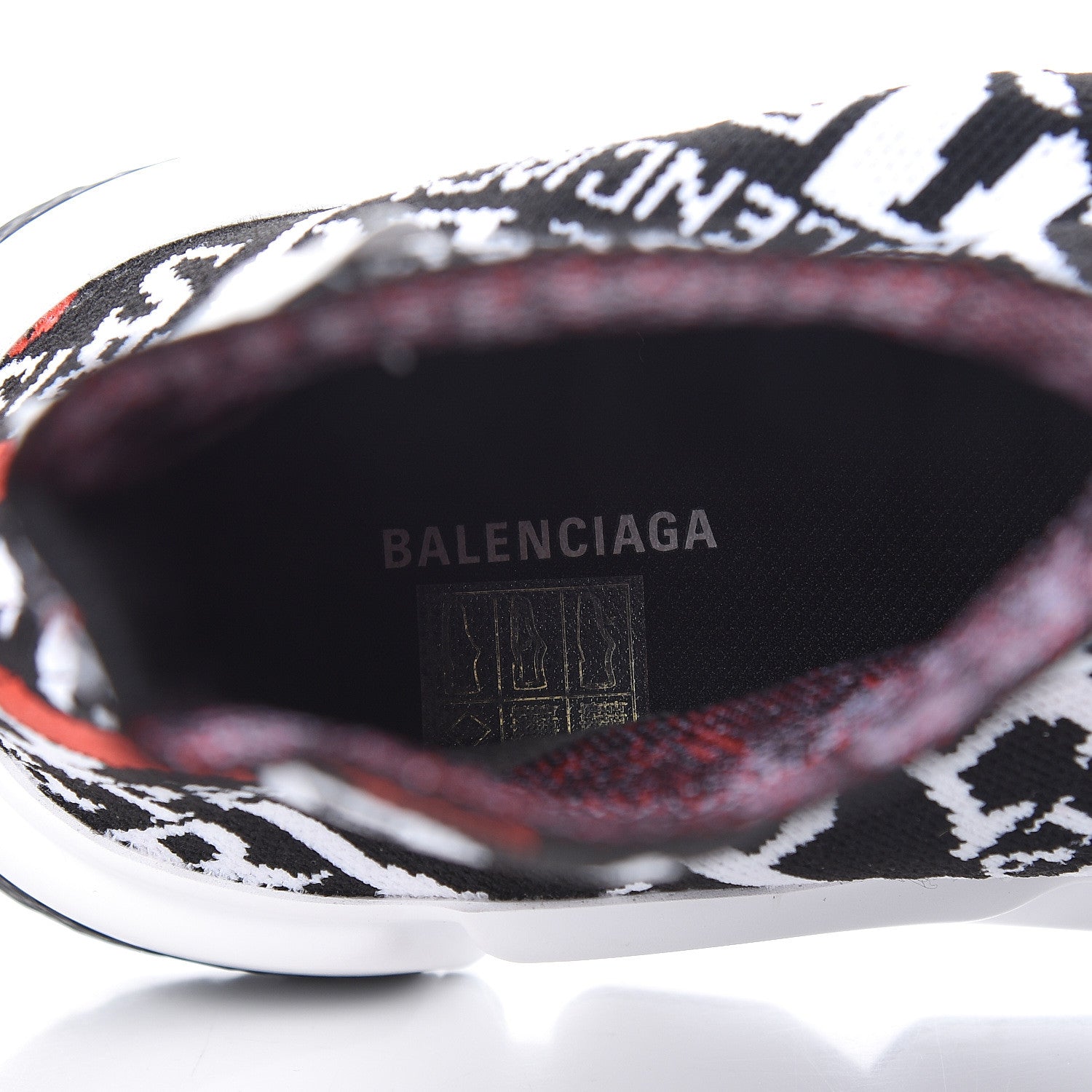 Balenciaga Neoprene Knit Bonjour Paris Womens Speed Sneakers 41 Black White Red 8 of 10