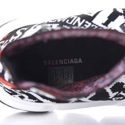 Balenciaga Neoprene Knit Bonjour Paris Womens Speed Sneakers 41 Black White Red 8 of 10