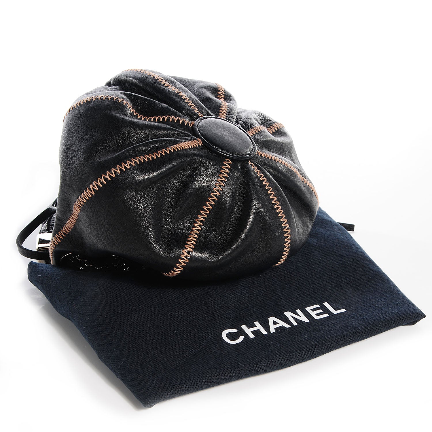 Chanel Lambskin Satin Reversible Mini Sac Cordon Black Peach 4 of 7