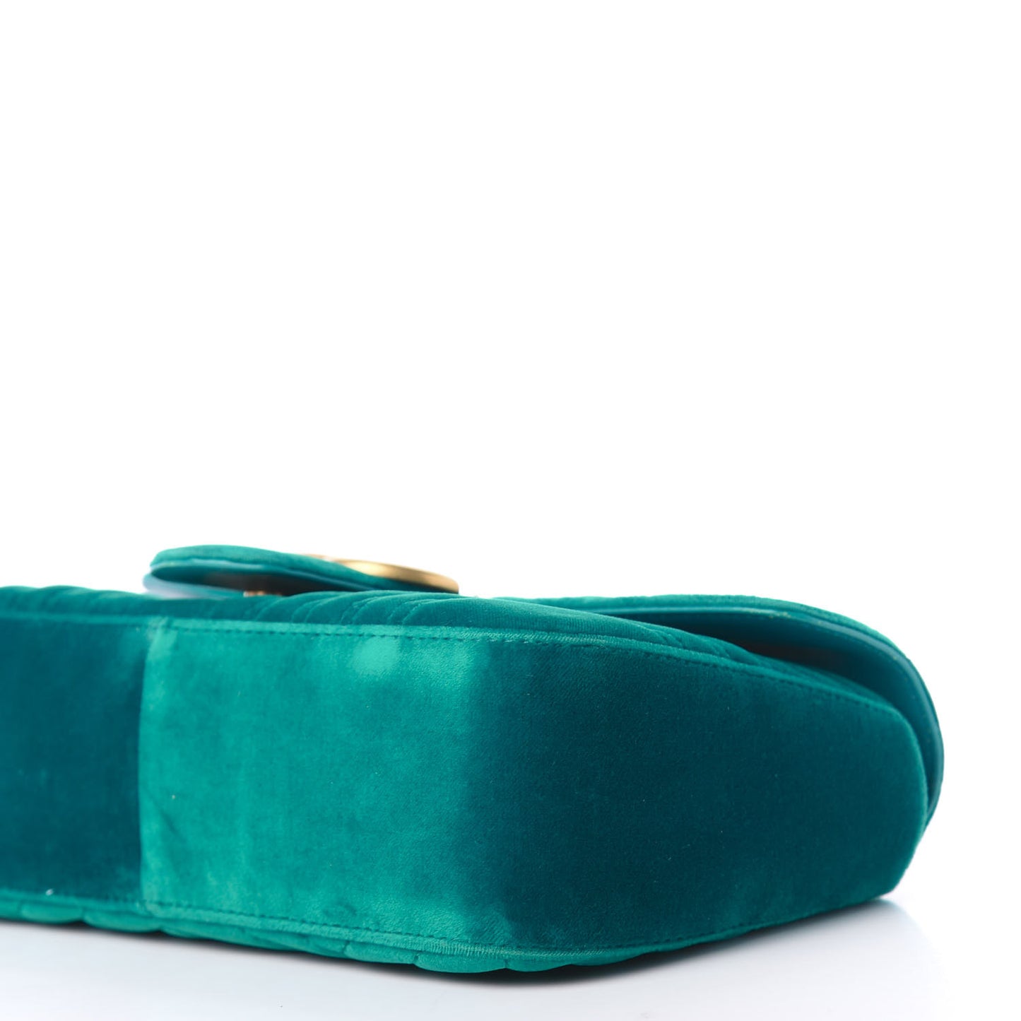 Velvet Matelasse Small GG Marmont Shoulder Bag Pavone Cyan