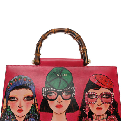 Gucci Nappa Bamboo Printed Nymphaea Top Handle Bag Multicolor 5 of 11