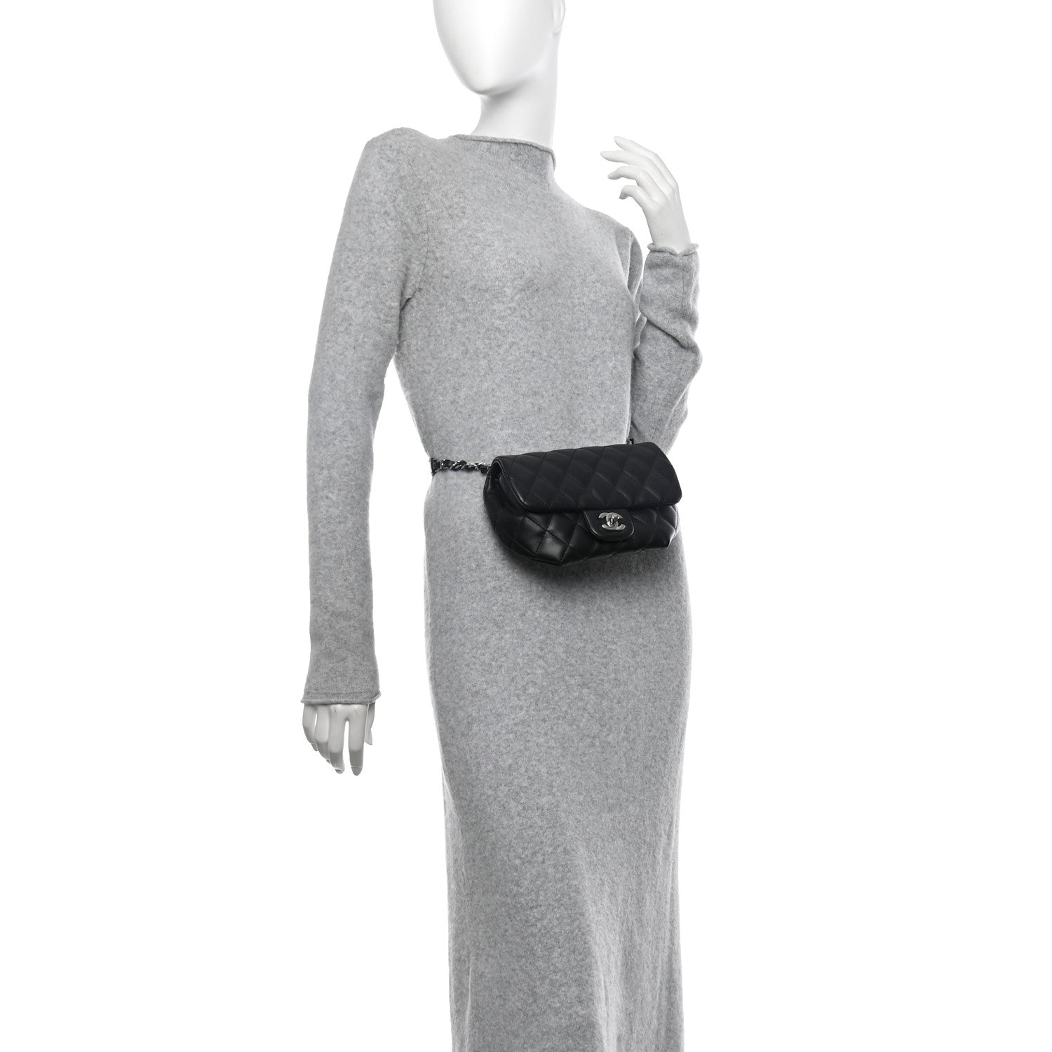 Chanel Calfskin Quilted CC Uniform Flap Belt Bag Black 2 of 10