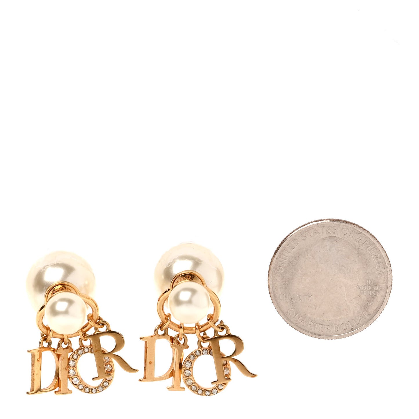 Pearl Crystal Tribal Logo Charms Earrings Gold