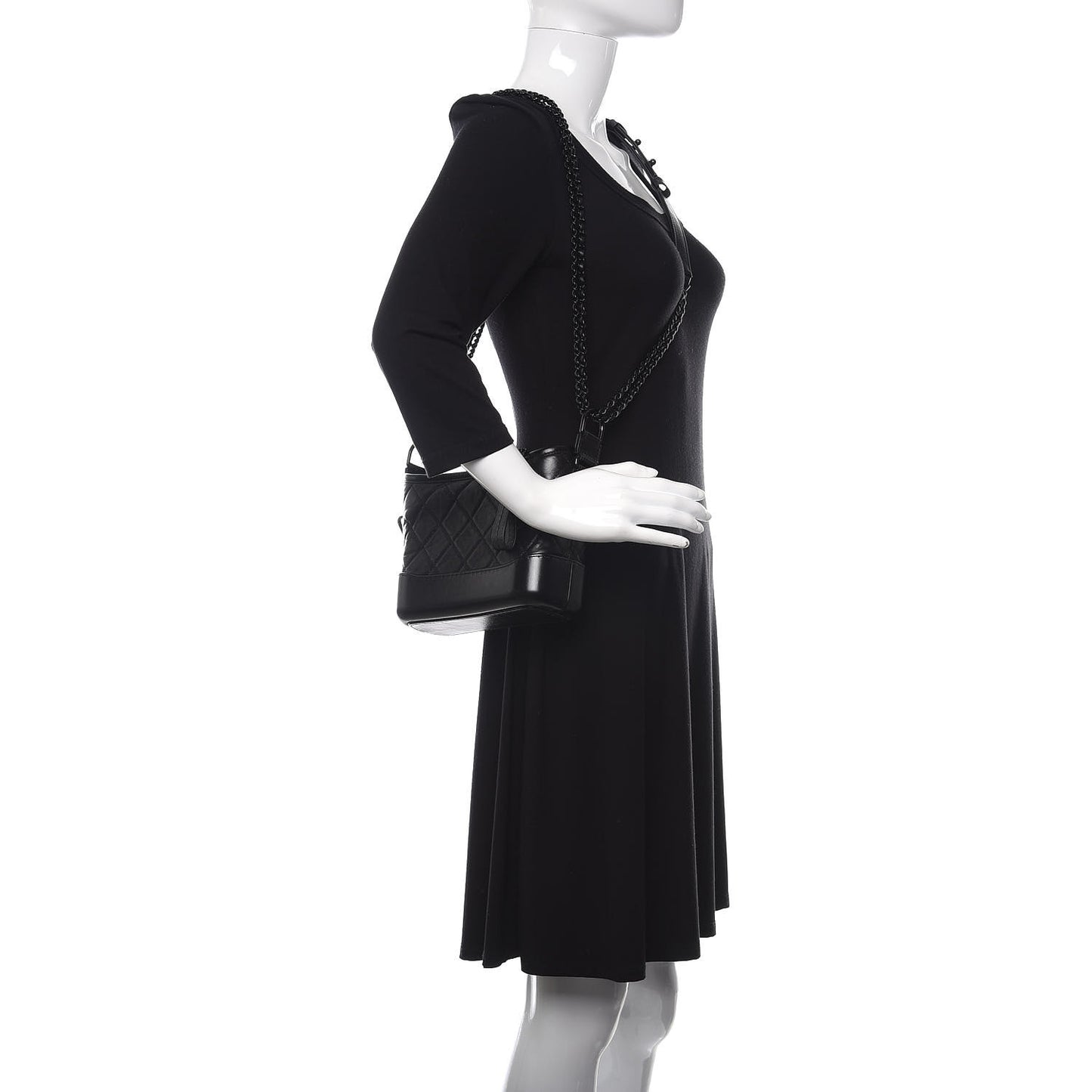 Aged Calfskin Quilted Small Gabrielle Hobo So Black