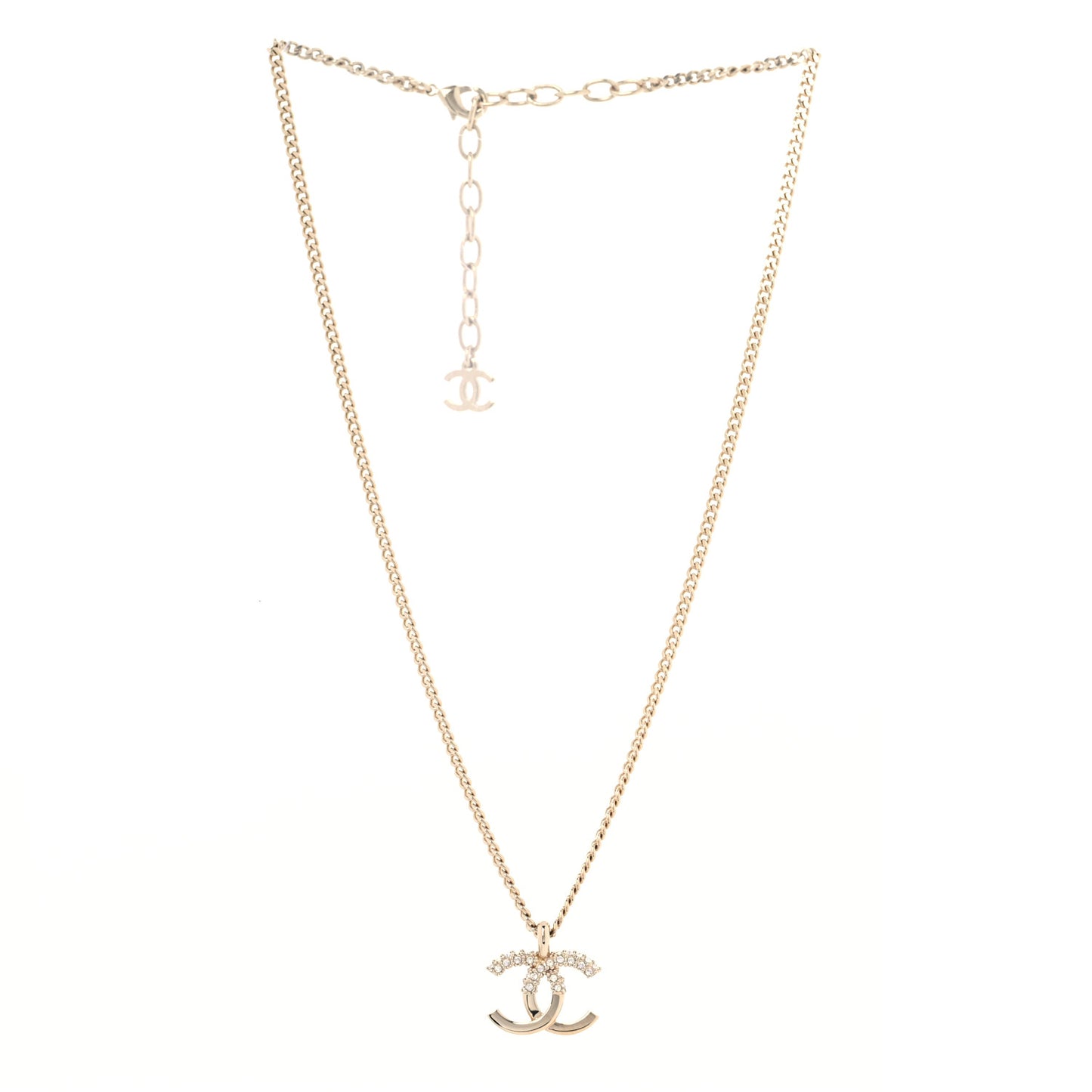 Crystal CC Pendant Necklace Gold