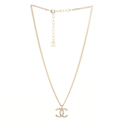 Chanel Crystal CC Pendant Necklace Gold 2 of 5