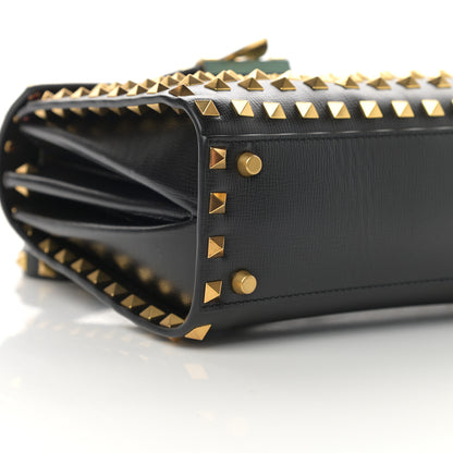 Valentino Garavani Grainy Calfskin Small Rockstud Allover Alcove Top-Handle Flap Bag Black 7 of 10