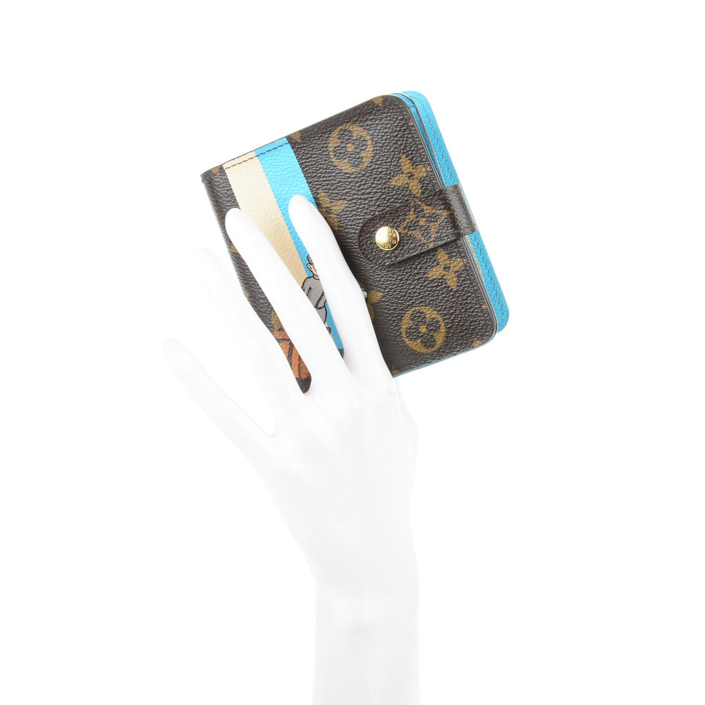Monogram Groom Compact Zip Wallet Blue