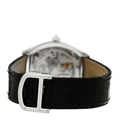 Cartier 18K White Gold Alligator Diamond Bezel 28mm Tortue Manual Winding Watch Black 3 of 4