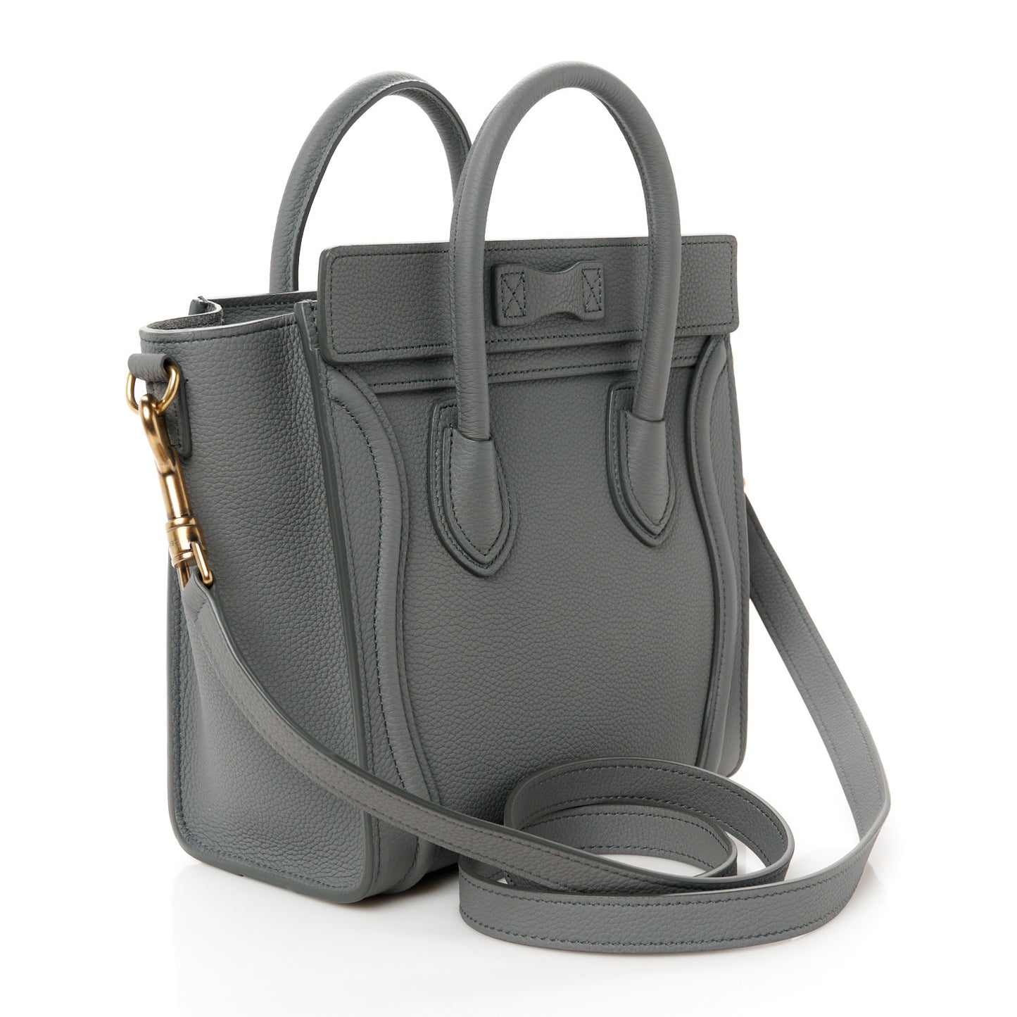 Drummed Calfskin Nano Luggage Kohl