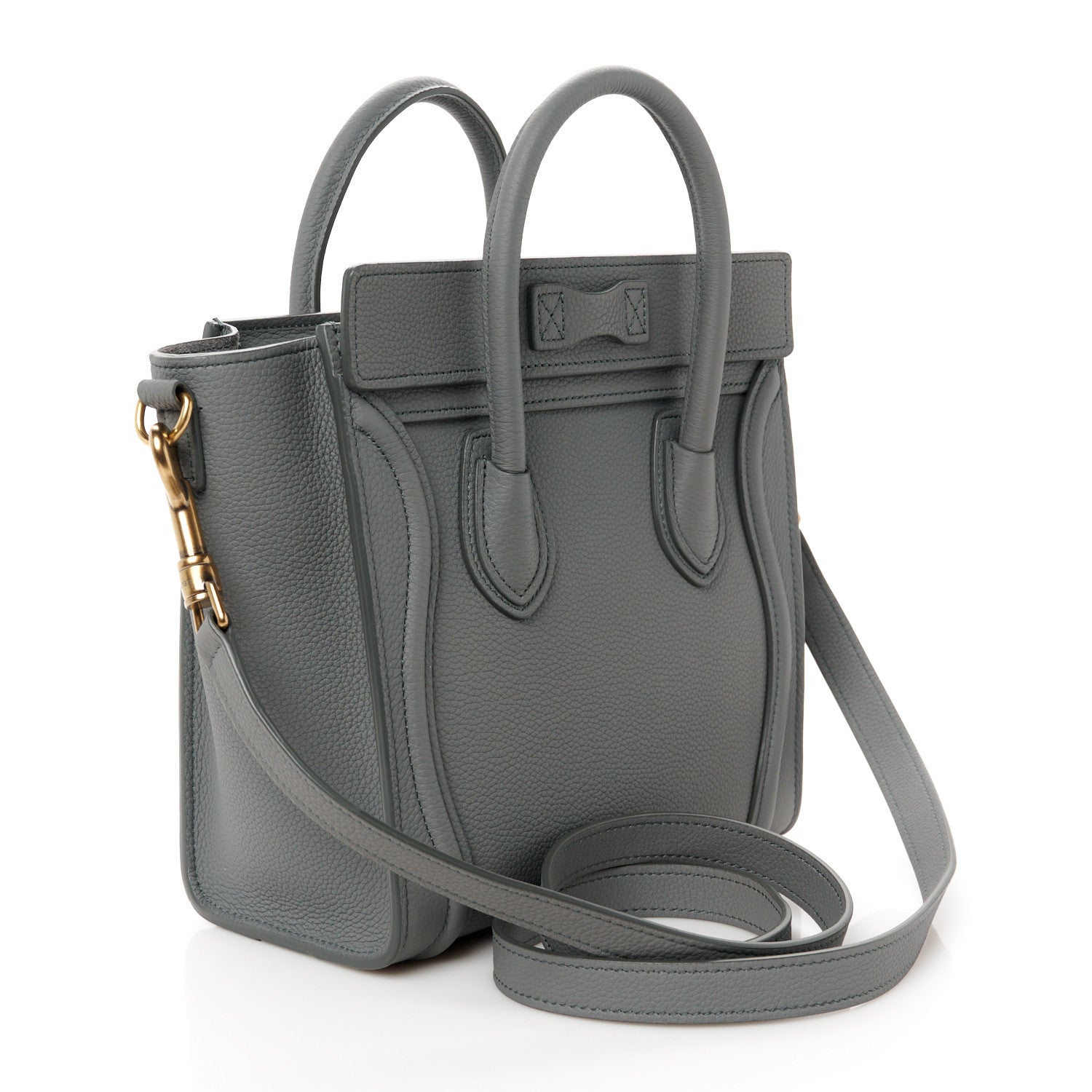 Celine Drummed Calfskin Nano Luggage Kohl 3 of 10