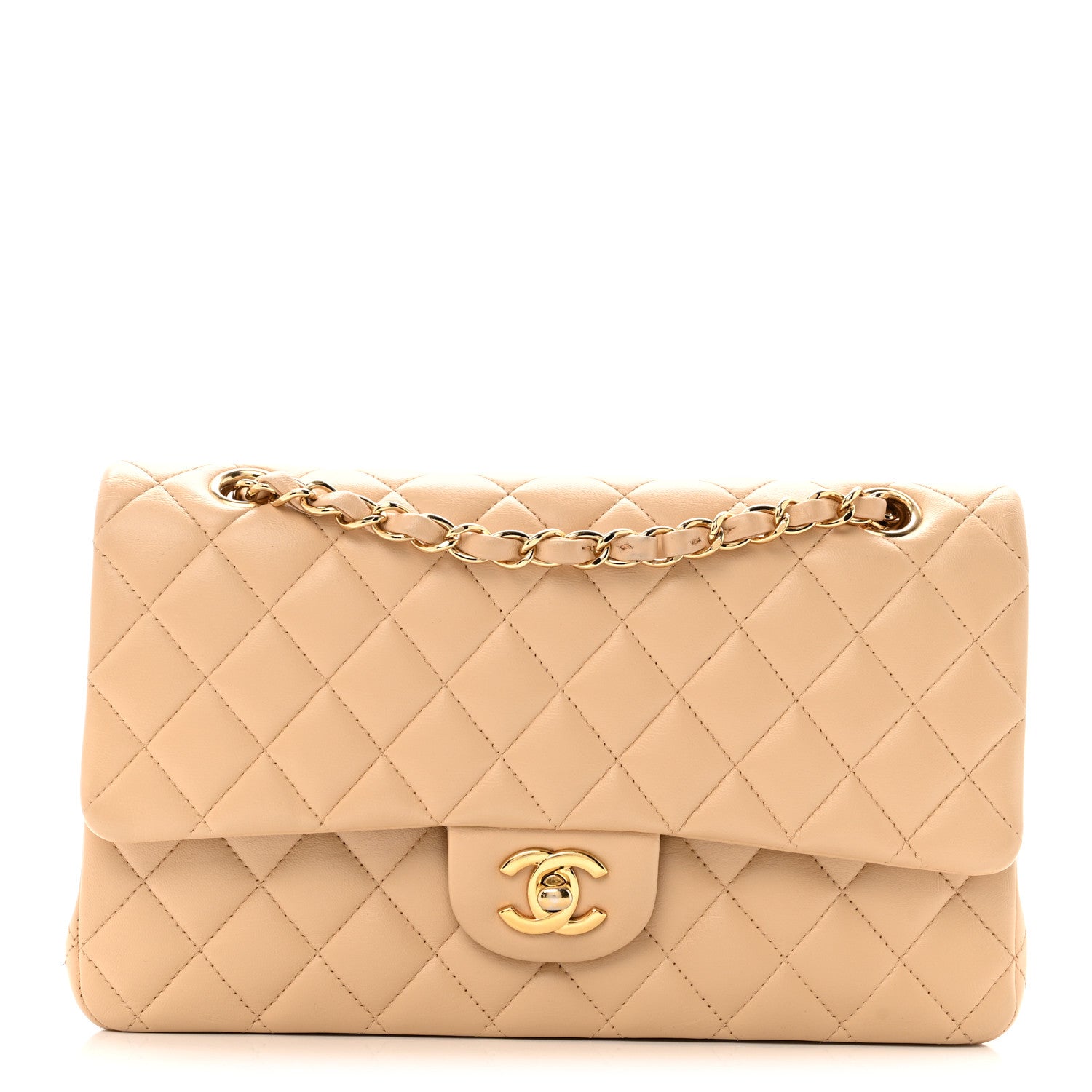 Chanel Lambskin Quilted Medium Double Flap Beige 1 of 13