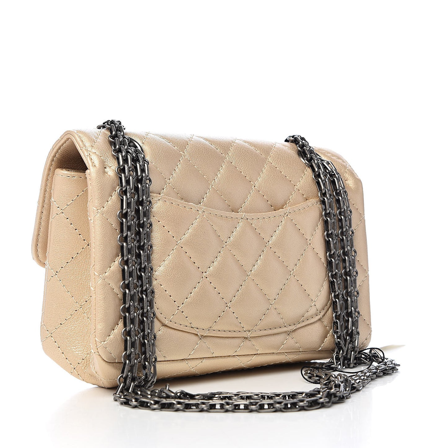 Metallic Sheepskin Quilted 2.55 Reissue Mini Flap Beige