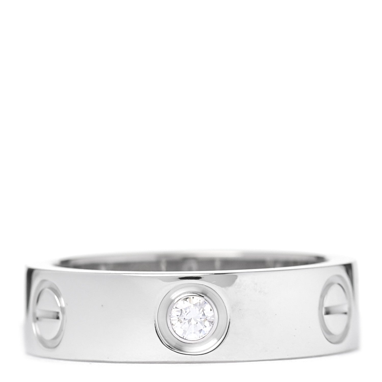 Cartier 18K White Gold 3 Diamond 5.5mm LOVE Ring 53 6.25 3 of 4
