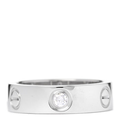 Cartier 18K White Gold 3 Diamond 5.5mm LOVE Ring 53 6.25 3 of 4