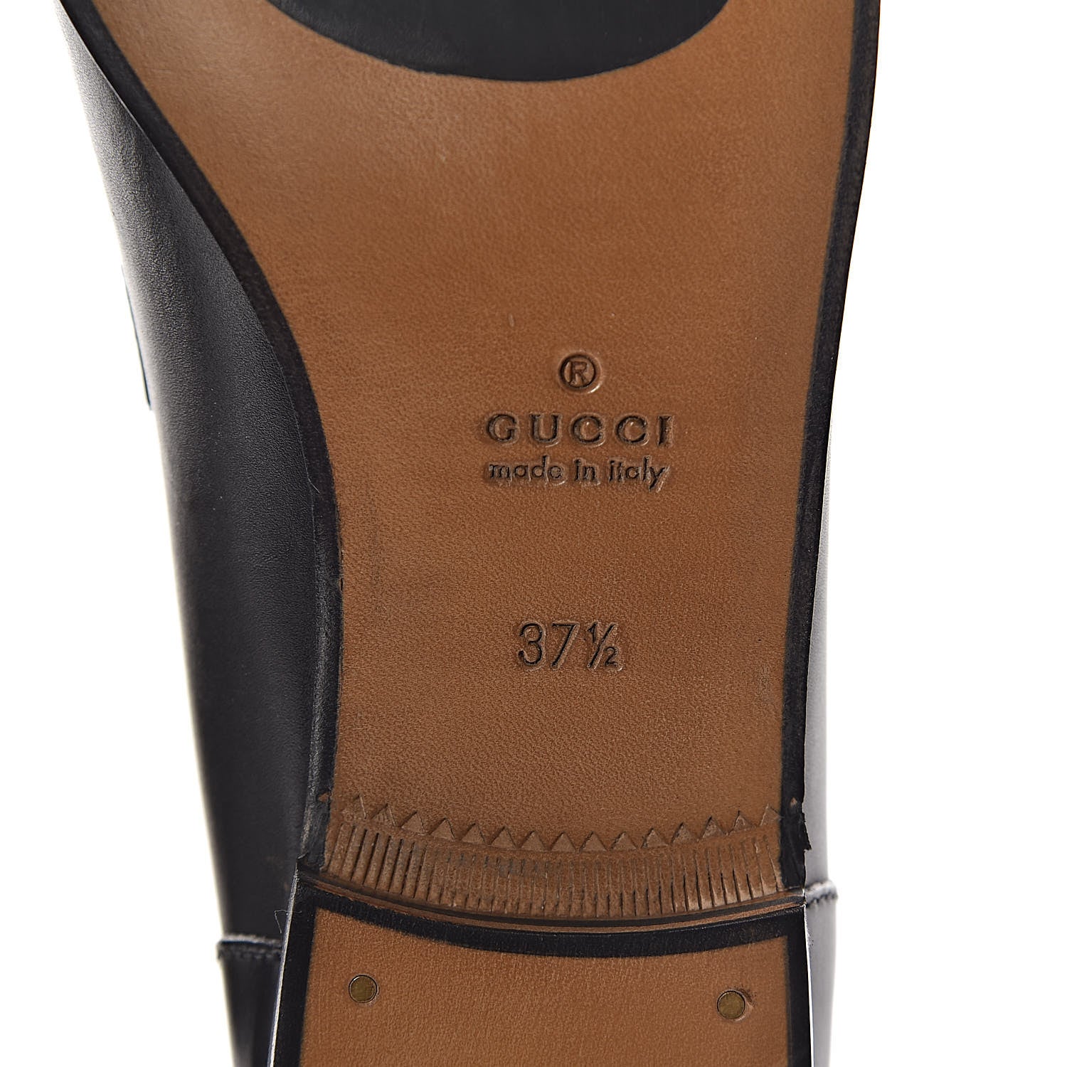 Gucci Calfskin Womens Jordaan Loafers 37.5 Black 6 of 9