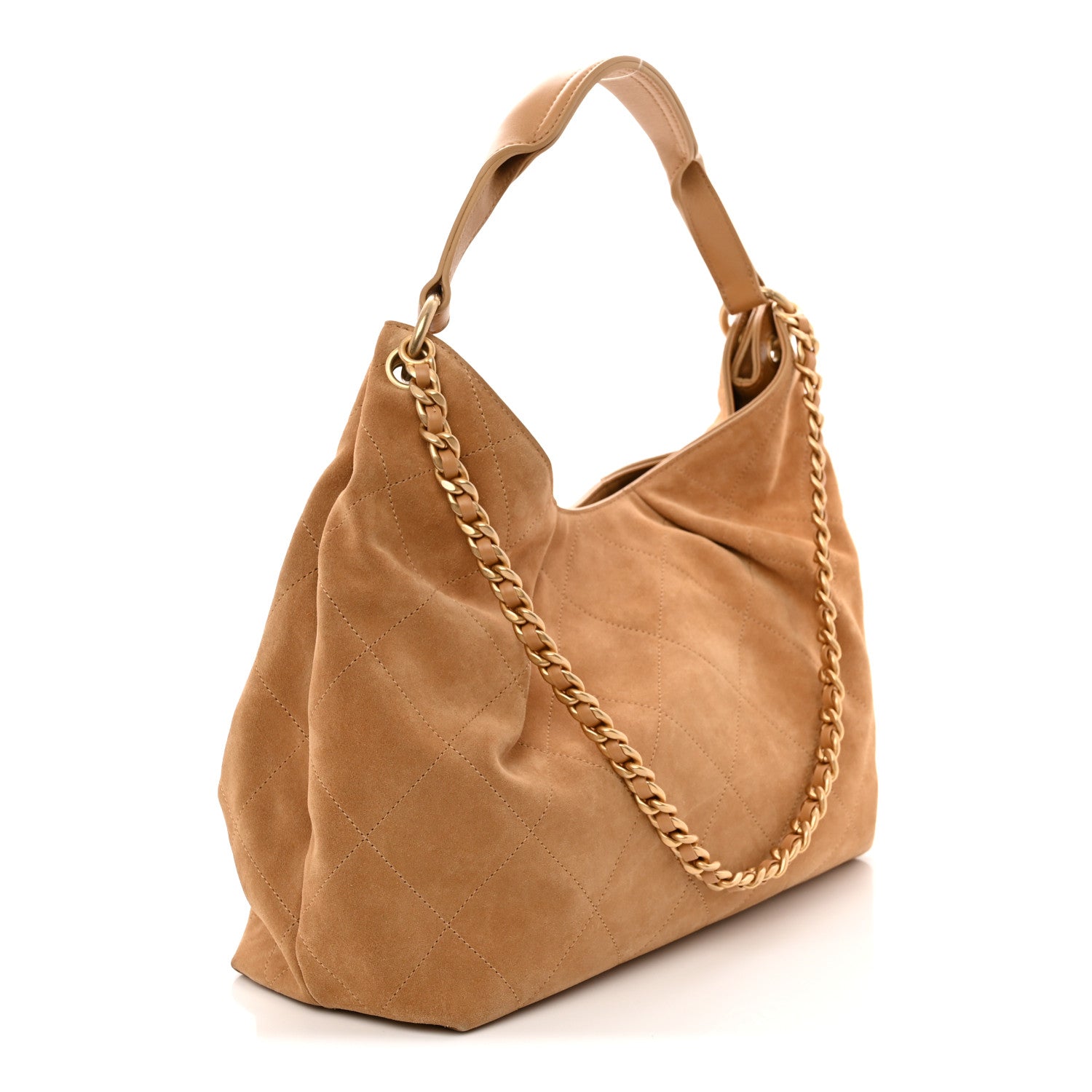 Chanel Suede Calfskin Lambskin Quilted Maxi Hobo Light Brown 3 of 11