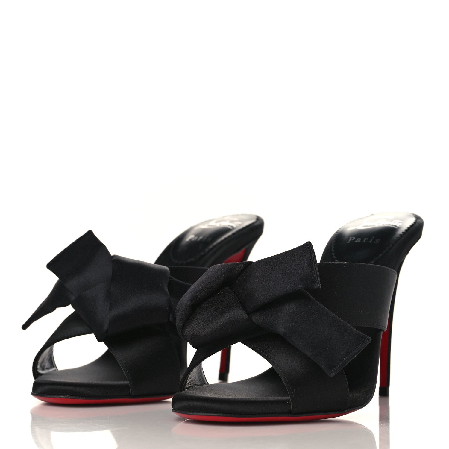 Christian Louboutin Satin Matricia Bow Sandals 37.5 Black 2 of 8