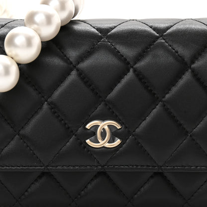 Chanel Calfskin Quilted Mini Maxi Pearls Wallet On Chain WOC Black 8 of 10