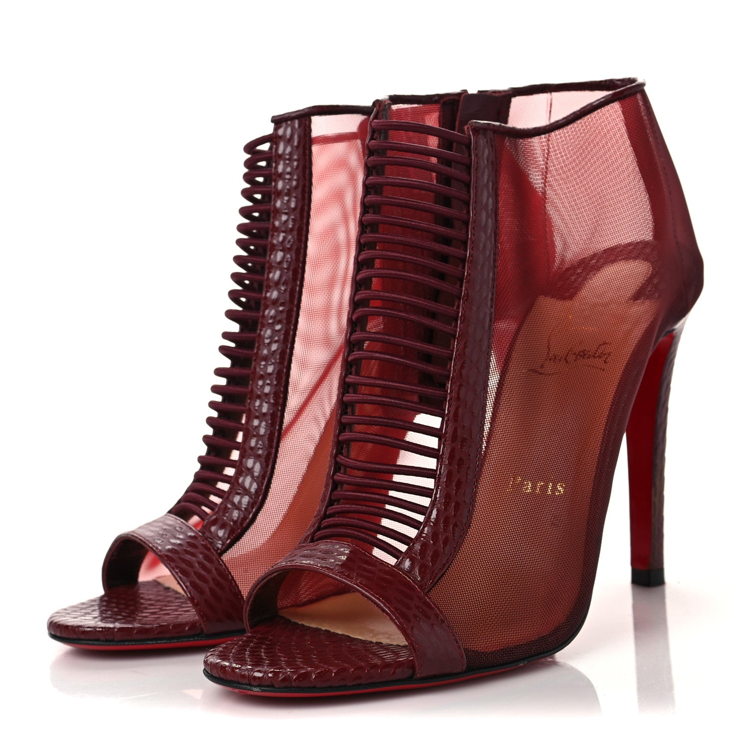 Christian Louboutin Calfskin Jurassic Rete Trouble 100 Booties 38.5 Red 3 of 6