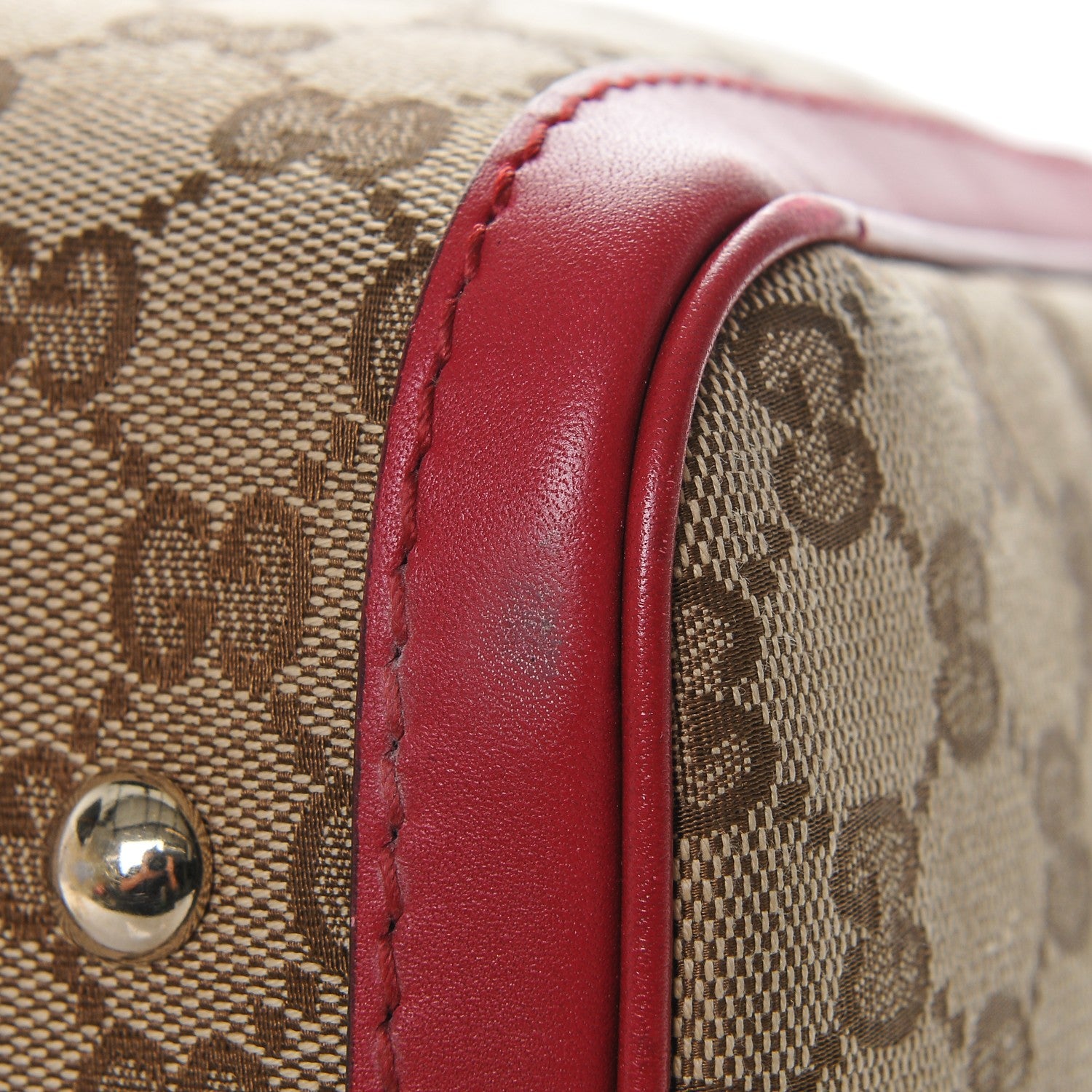Gucci Monogram Medium Joy Boston Beige Red 5 of 8