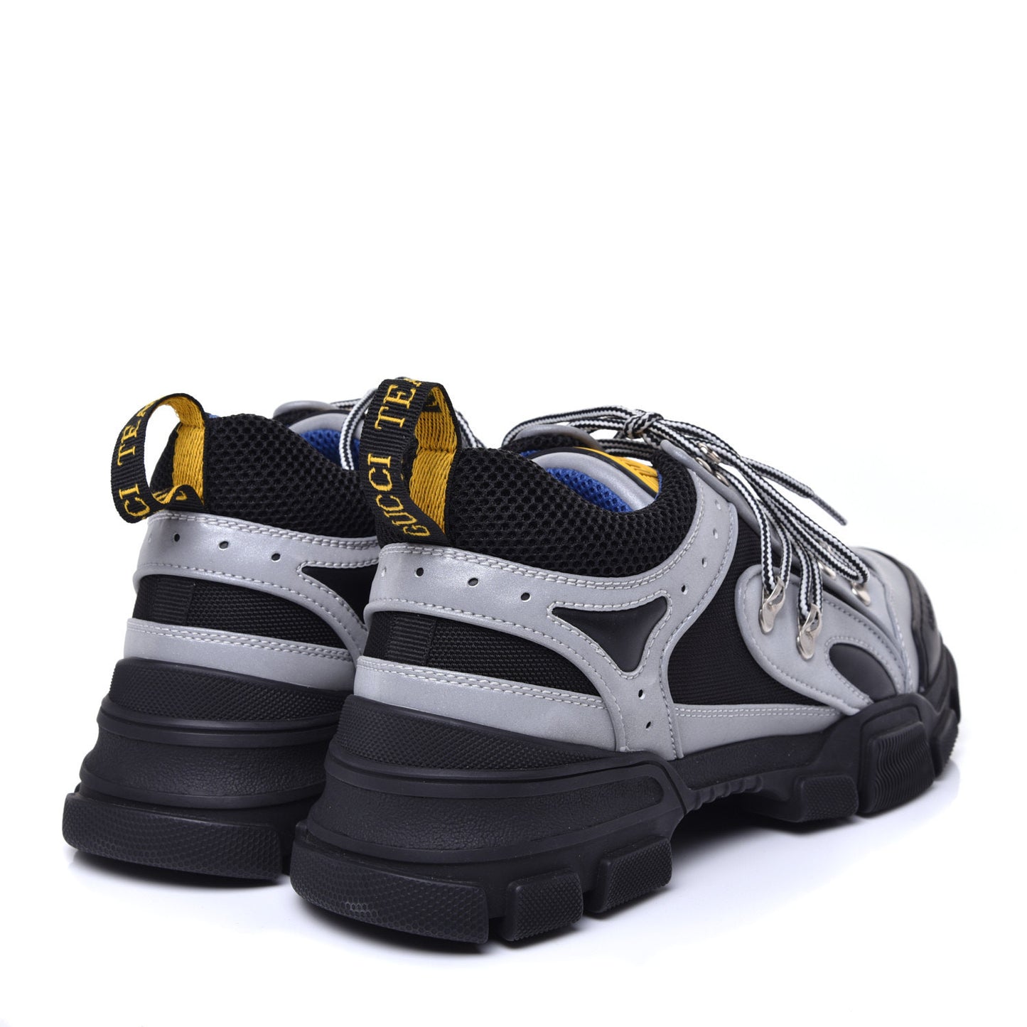X SEGA Mesh Technical Canvas Calfskin Reflective Mens Flashtrek Sneakers 9 Silver Black