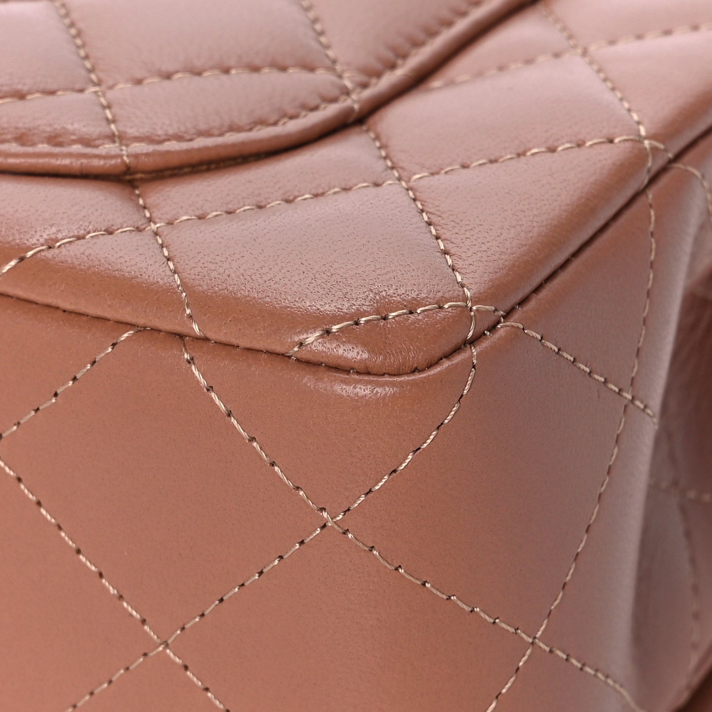 Lambskin Quilted Mini Rectangular Flap Brown