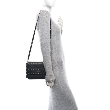 Valentino Garavani Pebbled Calfskin Rockstud Side Slip Crossbody Black 2 of 9