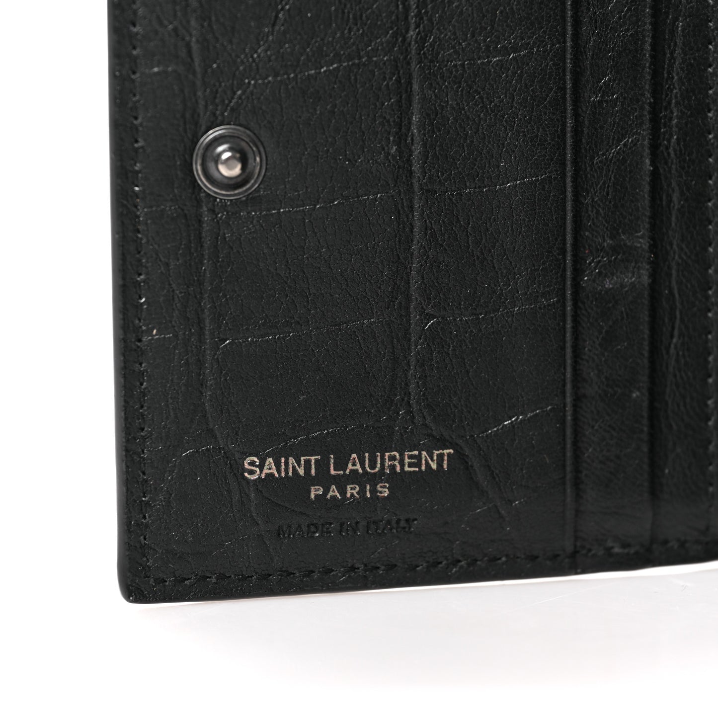 Calfskin Crocodile Embossed Monogram Zipped Card Case Black