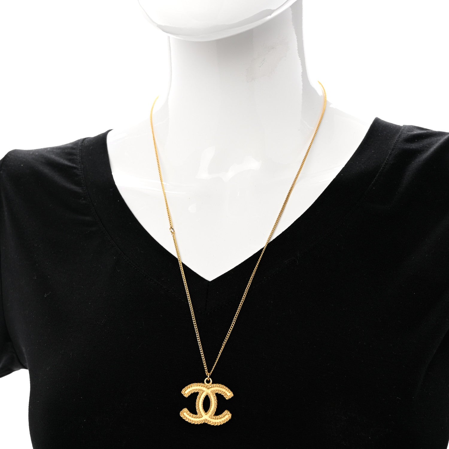 Chanel CC Necklace Matte Gold 2 of 5