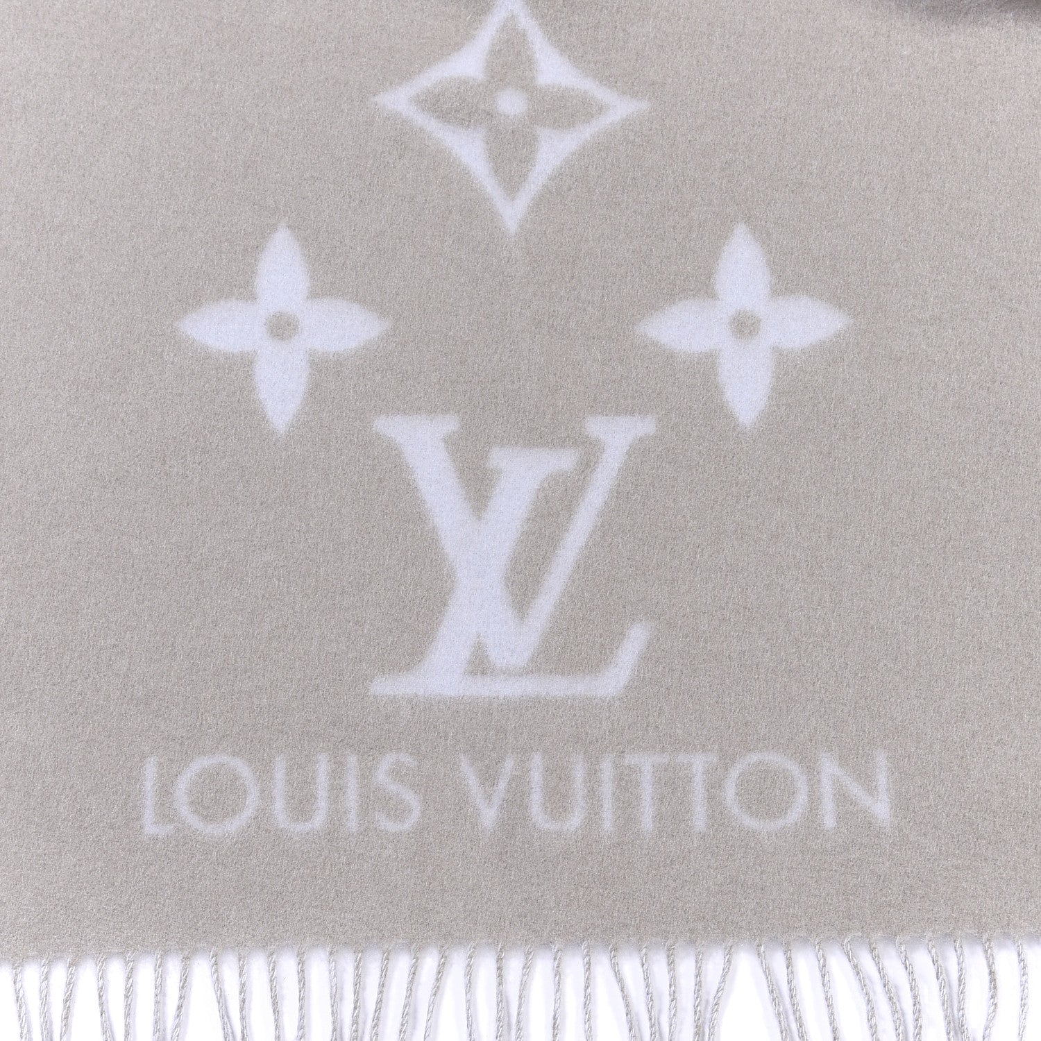 Louis Vuitton Cashmere Monogram Reykjavik Scarf Greige 3 of 4