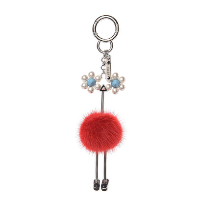 Fendi Mink Fur Pearl Chick Pom Pom Bag Charm Strawberry 1 of 3