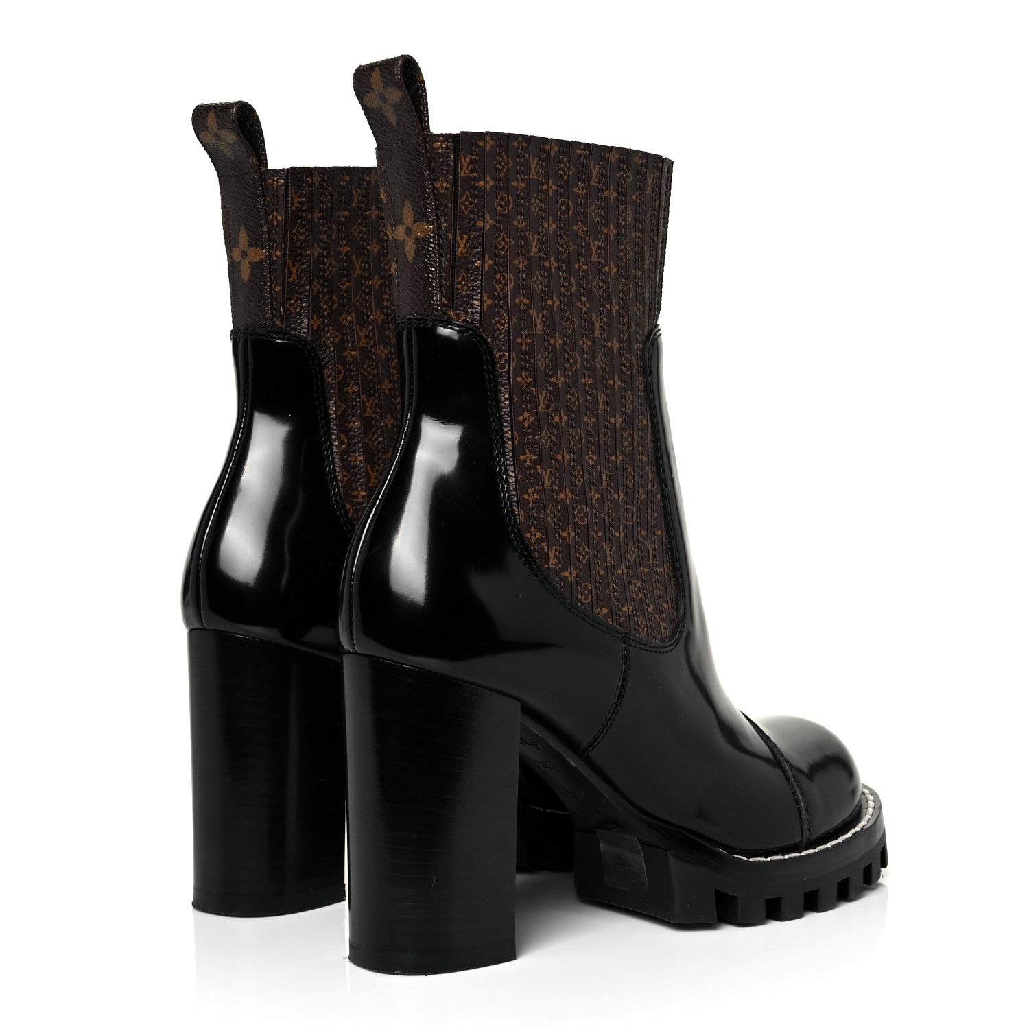 Louis Vuitton Patent Nano Monogram Ankle Star Trail Boots 36 Black 4 of 6