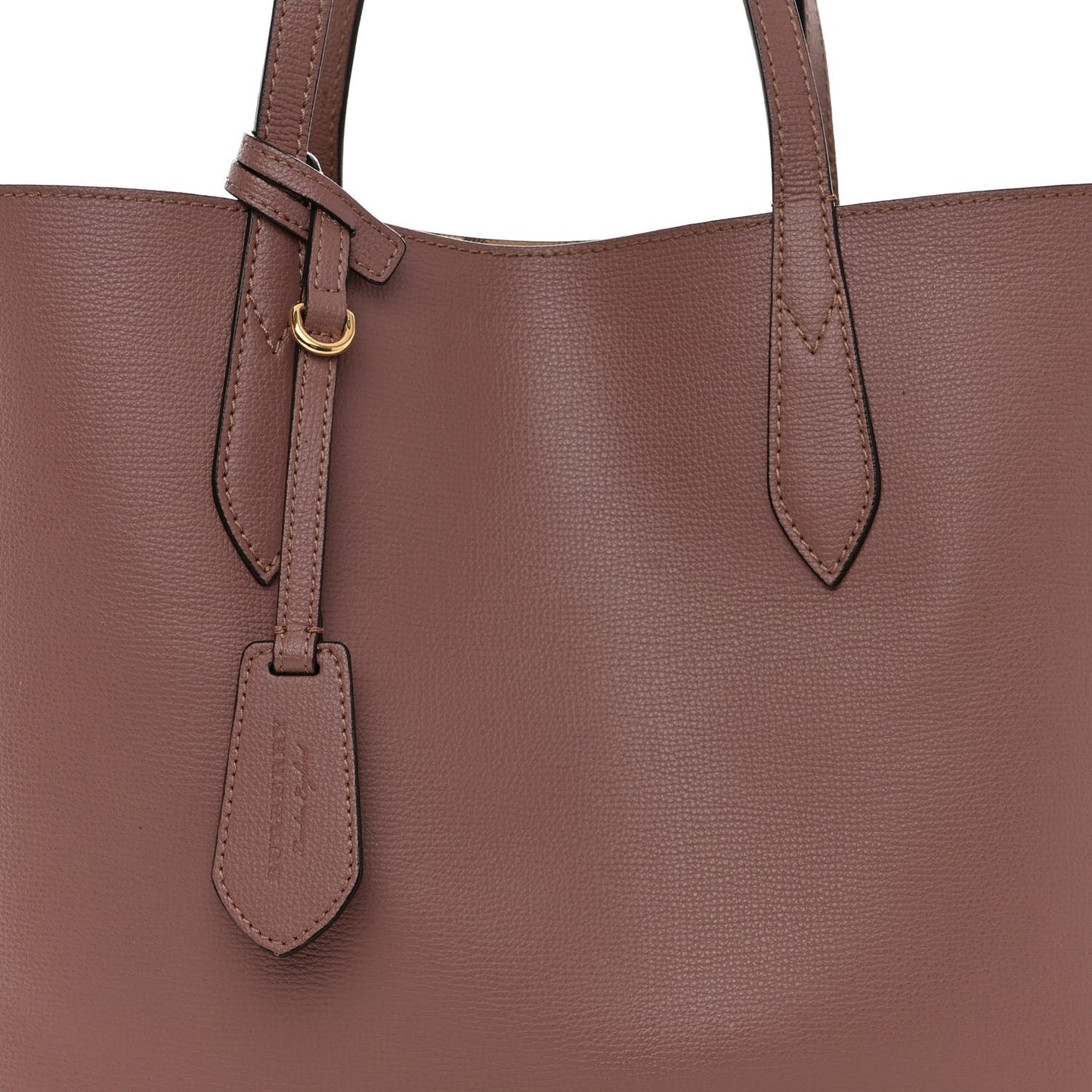 Grainy Calfskin Haymarket Check Medium Reversible Tote Dusty Pink