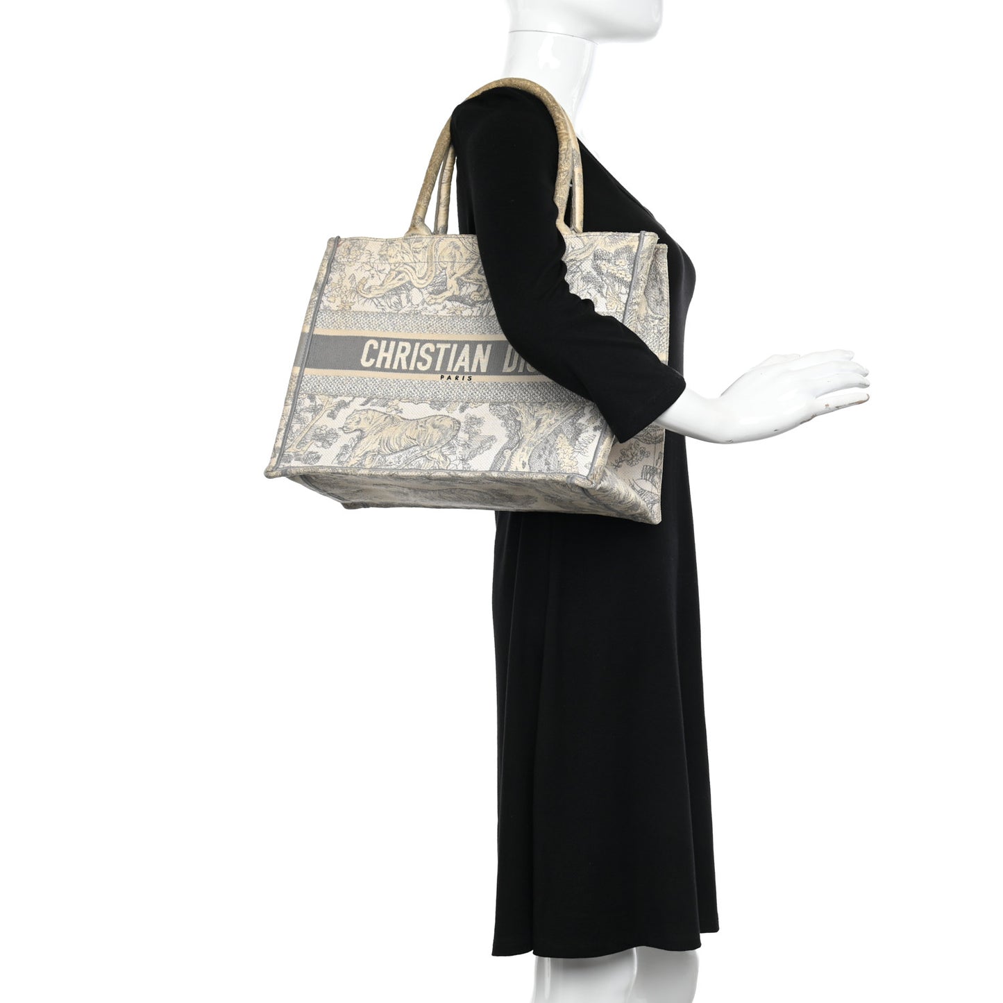 Canvas Embroidered Medium Dioriviera Toile De Jouy Book Tote Gray