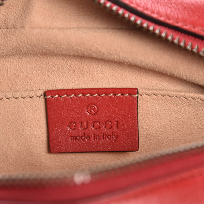 Gucci Calfskin Matelasse Mini GG Marmont Chain Shoulder Bag Hibiscus Red 6 of 7