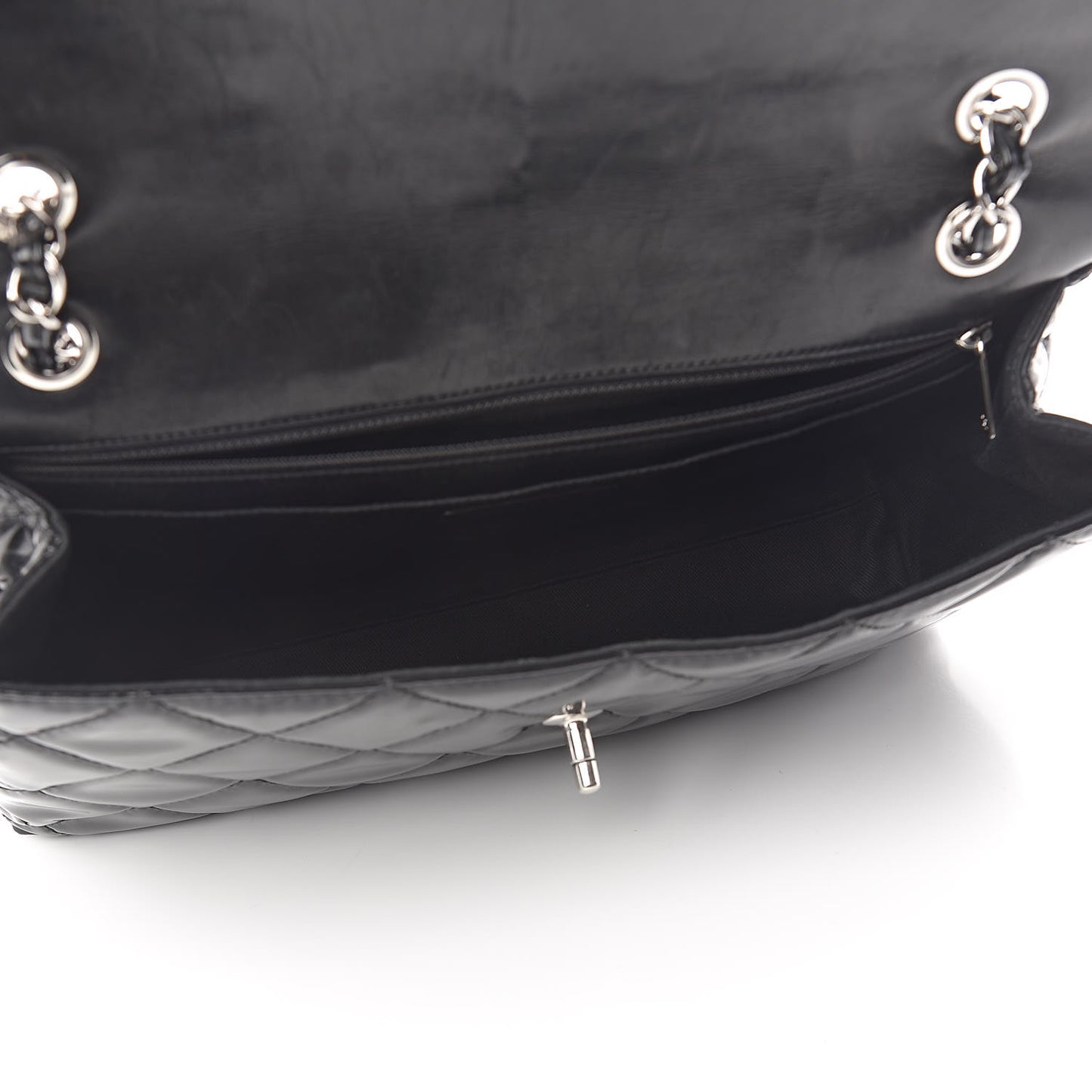 Vinyl Quilted In the Business Flap Bag Black