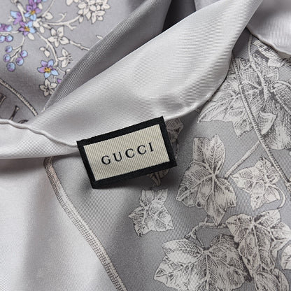 Gucci Silk Twill Wondergardenia Square Scarf Zinc Beige 4 of 4