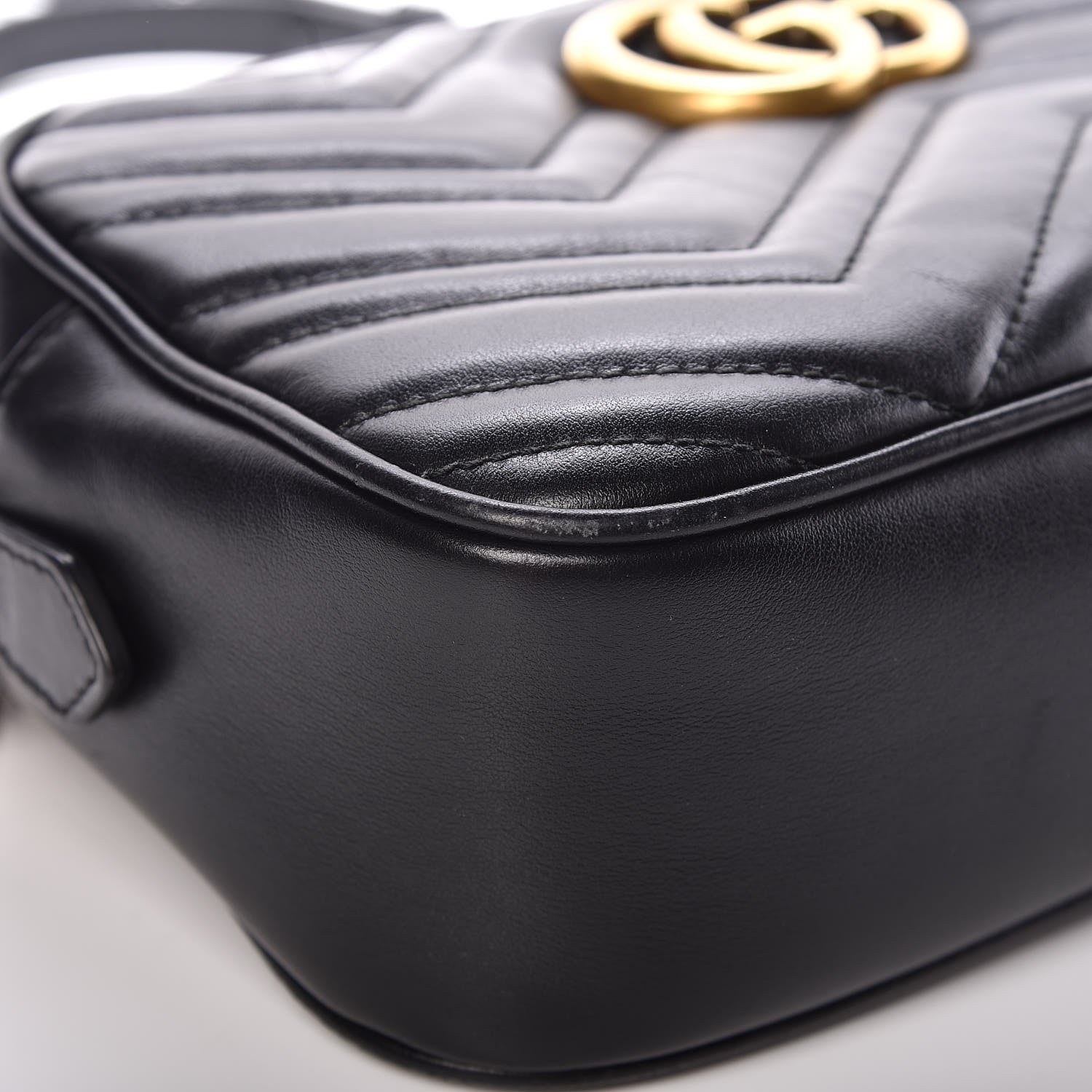 Gucci Calfskin Matelasse Small GG Marmont Chain Shoulder Bag Black 8 of 15